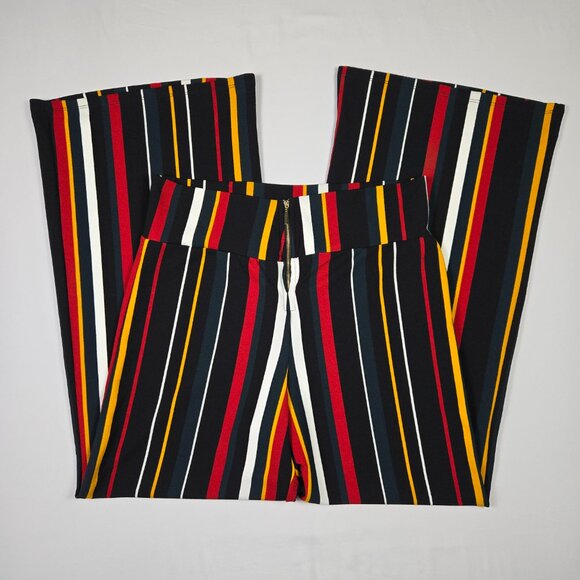 Fashion Nova 1X High Rise Wide Leg Pants Multicolor Stripe Zip Front Stretch - Picture 4 of 12
